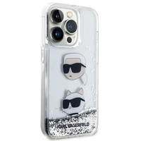 KARL LAGERFELD dėklas telefonui IPHONE 14 Pro KLHCP14LLDHKCNS (Liquid Glitter KC) baltas