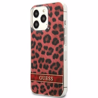 Guess GUHCP13LHSLEOR iPhone 13 Pro / 13 6.1" raudonas/raudonas kietas dėklas Leopardas
