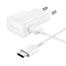 Samsung EP-TA200EWE USB-A 15W sieninis įkroviklis su EP-DR140AWE USB-A - USB-C kabeliu (OOB Bulk - pakaitinė pakuotė) - baltas