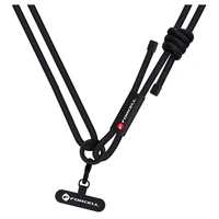 FORCELL F-DESIGN S10X165 kryžminė telefono virvelė su reguliuojamu ilgiu (maks. 82,5cm kilpoje) juoda