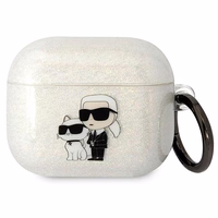 Karl Lagerfeld KLA3HNKCTGT Airpods 3 dėklas permatomas Blizgučiai Karl&Choupette