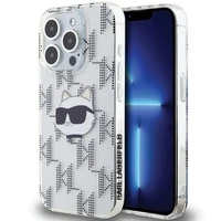 Karl Lagerfeld IML Choupette galvos ir monogramos dėklas iPhone 15 Pro Max - permatomas