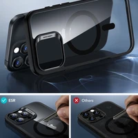 ESR Classic Hybrid Halolock Magnetinis dėklas telefonui + grūdintas stiklas iPhone 16 Pro - skaidrus su juodu rėmeliu