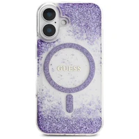 Guess HC Resin Bottom Glitter Magnētinis dėklas iPhone 16 - violetinis