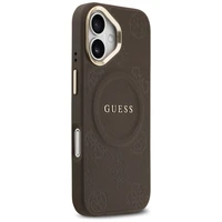 GUESS dėklas telefonui IPHONE 17, suderinamas su MagSafe GUHMP17SPSAMSECW (PU W/ Peony Hot Stamp) rudas