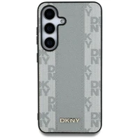 DKNY odinis languoto rašto magnetinis dėklas telefonui Samsung Galaxy S25 - rusvai pilkas