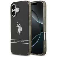 US Polo DH ir apatinės juostos logotipas Magnetinis dėklas iPhone 17 - juodas
