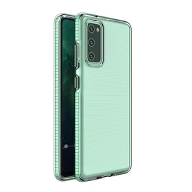 Dėklas telefonui Spring Case – skaidrus TPU gelio dėklas su spalvingu rėmeliu, skirtas Samsung Galaxy A72 4G – žalias