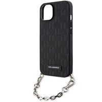 Karl Lagerfeld KLHCP14SSACKLHPK iPhone 14 6.1" juodas/juodas hardcase Saffiano Monograma Grandinė