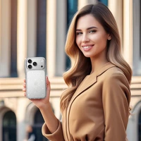 Dėklas telefonui Crystal Glitter Iphone 17 Pro sidabrinis