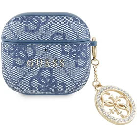 Guess 4G Strass Charm dėklas AirPods 4 - mėlynas