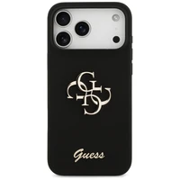 Guess Silikoninis didelis 4G užrašas dėklas iPhone 17 Pro Max - juodas