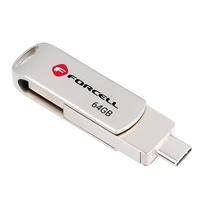 FORCELL F-DATA USB atmintukas Metal Duo 64GB USB3.2 Gen 1 (USB A / Type C) sidabrinis
