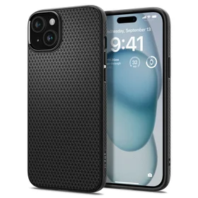 Spigen Liquid Air dėklas telefonui iPhone 15 - matinė juoda