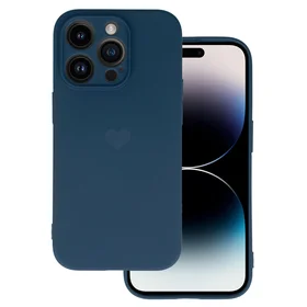 Vennus Silikoninis širdies dizaino dėklas telefonui Iphone 14 Pro Max dizainas 1 tamsiai mėlynas
