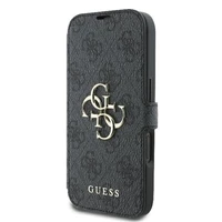 Guess 4G Metal Logo dėklas telefonui iPhone 16 - juodas