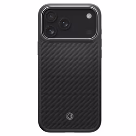 Spigen Enzo Aramid "T" MagSafe dėklas iPhone 17 Pro - juoda ir sidabrinė