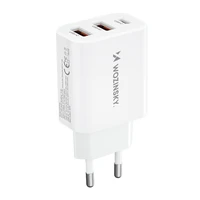 Wozinsky CWCUCW 30W USB-C / 2 x USB-A sieninis įkroviklis - baltas