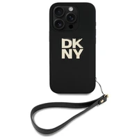 DKNY Wrist Strap Stock Logo dėklas telefonui iPhone 16 Pro Max - juodas