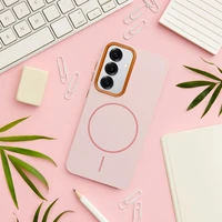 FRAME MAG COVER Dėklas telefonui suderinamas su Magnetiniu Samsung S25 ULTRA pudrinė rožinė