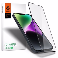 Spigen Glass FC grūdintas stiklas iPhone 13 / 13 Pro / 14 / 16e - juodas