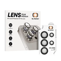 Grūdintas stiklas Tel Protect 3D objektyvo apsaugai ant kameros Samsung Galaxy S25 Ultra juodas (lēcas 5 vnt.)