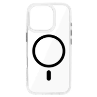 Blizgus magnetinis skaidrus dėklas telefonui Iphone 16 Pro juodas