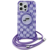 Karl Lagerfeld IML Crossbody Monogram Karl & Choupette Head MagSafe dėklas telefonui iPhone 15 Pro Max - violetinis