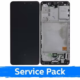 Ekranas skirtas Samsung A415 A41 juodas su rėmeliu (Service Pack)