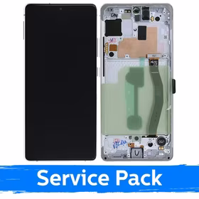 Ekranas skirtas Samsung G770 S10 Lite su rėmeliu / Prism White / (Service Pack)