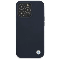 BMW Silicone Signature dėklas telefonui iPhone 13 Pro Max 6.7" - tamsiai mėlynas