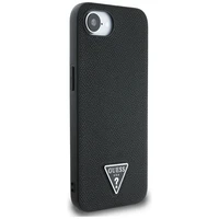 Guess Grained Triangle MagSafe dėklas telefonui iPhone 16e - juoda