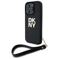DKNY Wrist Strap Stock Logo dėklas telefonui iPhone 16 Pro - juodas