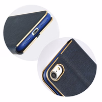 LUNA Book Gold dėklas telefonui iPhone 7 / 8 / SE 2020 / SE 2022 tamsiai mėlynas