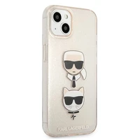 Karl Lagerfeld Glitter Karl's & Choupette Head Dėklas iPhone 13 mini - auksinis