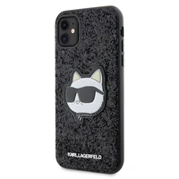 Karl Lagerfeld KLHCN61G2CPK iPhone 11 / Xr 6.1" juodas kietas dėklas Blizgučiai Choupette Emblema