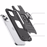Wozinsky Ring Armor Case stovas tvirtas atsparus dėklas iPhone 13 mini sidabrinis