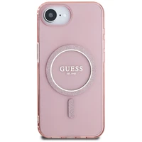 Guess IML Glitter Circle Magnetinis dėklas telefonui iPhone 16e - rožinis