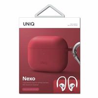 Uniq Nexo dėklas AirPods 3 + silikoniniai ausų kabliukai - raudonas