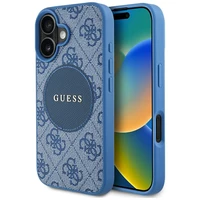 Guess 4G Circle Classic Logo Magnetinis dėklas telefonui iPhone 16 - mėlynas
