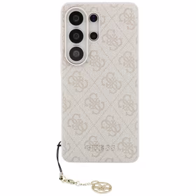 GUESS dėklas for SAMSUNG S26 Ultra GUHMS26LGF4GPI (PU 4G Classic Logo with Charm) rožinis