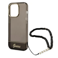 Guess GUHCP14XHGCOHK iPhone 14 Pro Max 6,7 "juodas/juodas kietas dėklas Translucent Pearl Strap