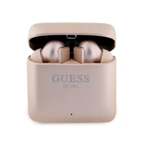 Guess GUTWSSU20ALEGP TWS Bluetooth ausinės + įkrovimo stotelė rožinis auksas/rožinis auksas spausdintas logotipas