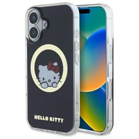 Hello Kitty IML Saldus kačiukas magnetinis iPhone 16 dėklas - juodas