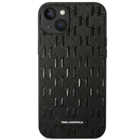 Karl Lagerfeld KLHCP14MSAKLHPK iPhone 14 Plus 6.7 "kietas dėklas juodas / juodas Saffiano Mono Metalinis Logotipas