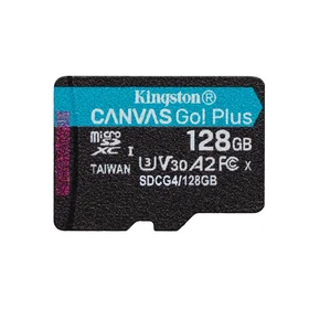 Kingston Atminties kortelė 128GB microSDXC Canvas Go Plus Gen4 200MB/s A2 U3 V30 + adapteris