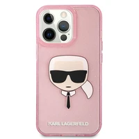 Karl Lagerfeld blizgus Karl's galvos dėklas telefonui iPhone 13 Pro Max – rožinis