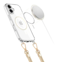 Tech-Protect FlexAir Chain MagSafe iPhone 16 dėklas - skaidrus + 2 dirželiai (juodas ir taupe)