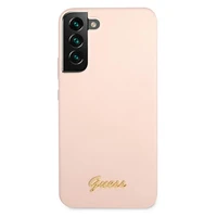 Dėklas telefonui Guess GUHCS22MLSLMGPP S22+ S906 rožinis kietasis dėklas Silikoninis Script Metal Logo
