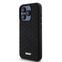 DKNY 3D Guminis dėklas su pasikartojančiu raštu iPhone 15 Pro - juodas